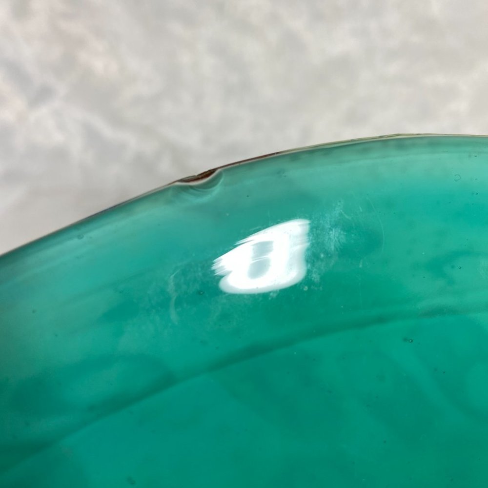 Vintage Mid century  Murano Italian Colorful Confetti Glass Bowl Teal Silver - Picture 9 of 12